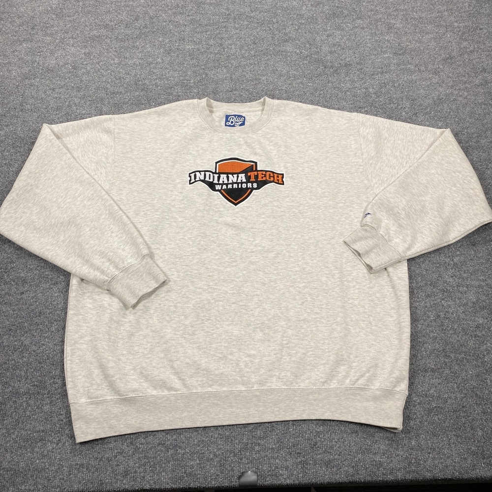 Indiana Tech Warriors Sweatshirt Mens 3XL Gray Pullover Crewneck Blue 84